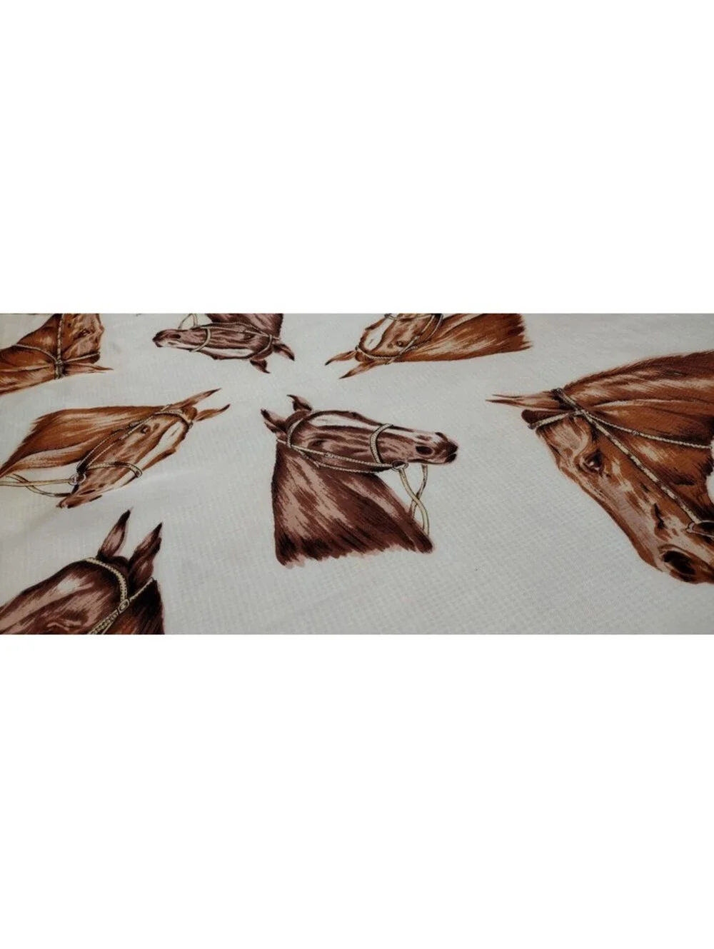 Vintage 40s 5os Horses Satin Brown Scarf Mens Country Chic Ranchwear Horse Faces